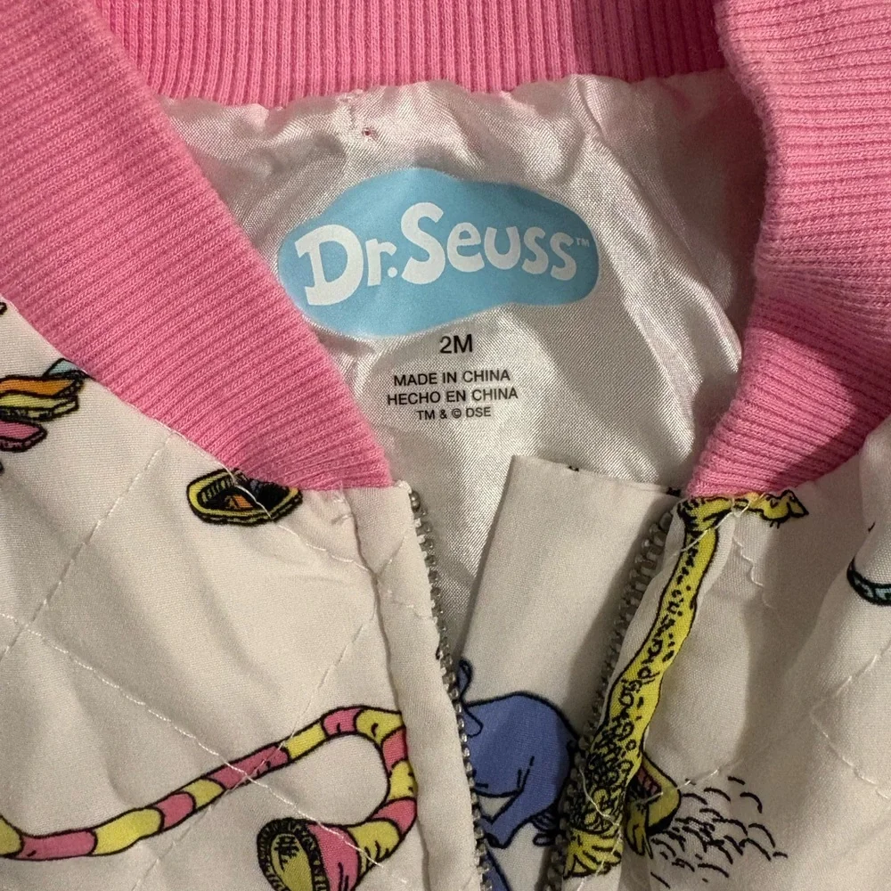 Dr. Seuss Character Print Quilted Jacket Pink Purple Girls Size 2M